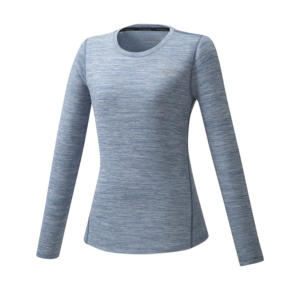 Damske Tričko Mizuno Impulse Core LS Bezecke Modre Vypredaj RGSX24318